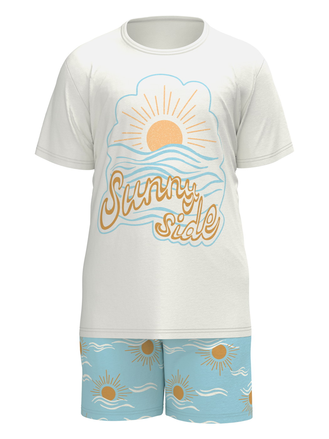 Kinder - Kurz-Pyjama aus 100% Baumwolle in Blau, Motiv aus Serie Kids Sun von CALIDA