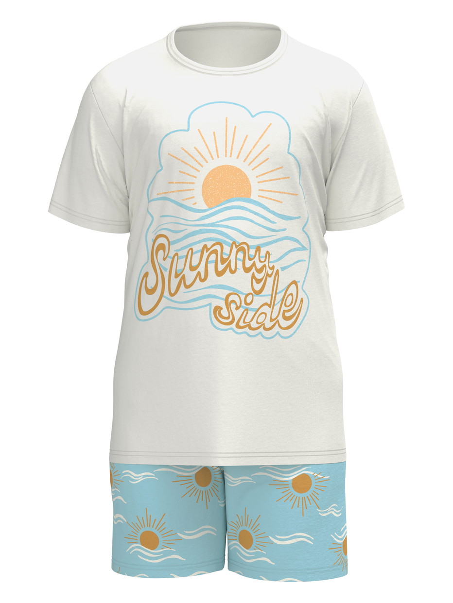Kinder - Kurz-Pyjama aus 100% Baumwolle in Blau, Motiv aus Serie Kids Sun von CALIDA