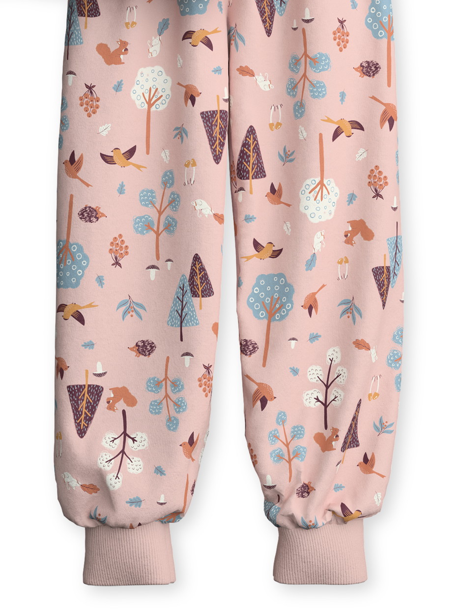 Kids - Pyjama with cuff made of 100% Cotton in Pink, Patterned, from the Toddlers Forest series by CALIDA, Front view, White background