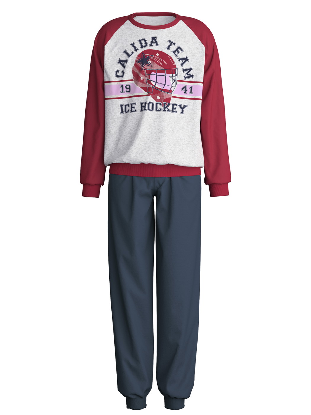 Kinder - Bündchen-Pyjama aus 100% Baumwolle in Grau,  aus Serie Kids Sports von CALIDA