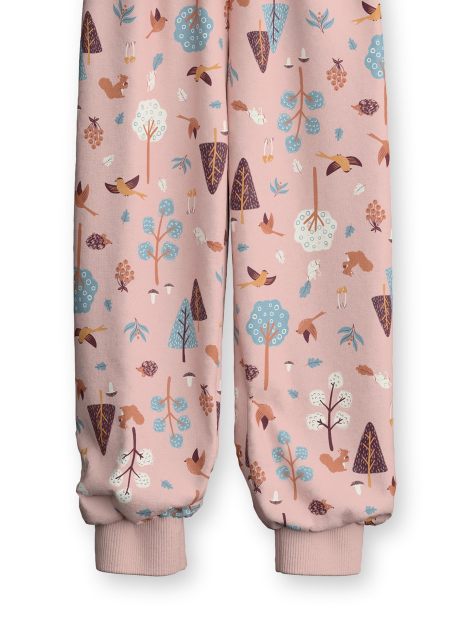 Kids - Pyjama with cuff made of 100% Cotton in Pink, Patterned, from the Toddlers Forest series by CALIDA, Front view, White background