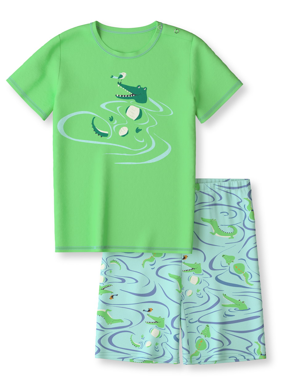 Multipack Enfant - Pyjama court en 100% coton de couleur Vert, Motif, de la série Toddlers Crocodile de CALIDA