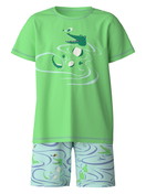 Enfant - Pyjama court en 100% coton de couleur Vert, Motif, de la série Toddlers Crocodile de CALIDA