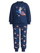 Kinder - Bündchen-Pyjama aus 100% Baumwolle in Blau, Gemustert aus Serie Toddlers Space von CALIDA
