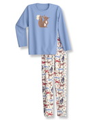 Figli - Pigiami, lunghi in 100% cotone di colore Blu, , della serie Kids Forest di CALIDA, Vista frontale, Sfondo bianco