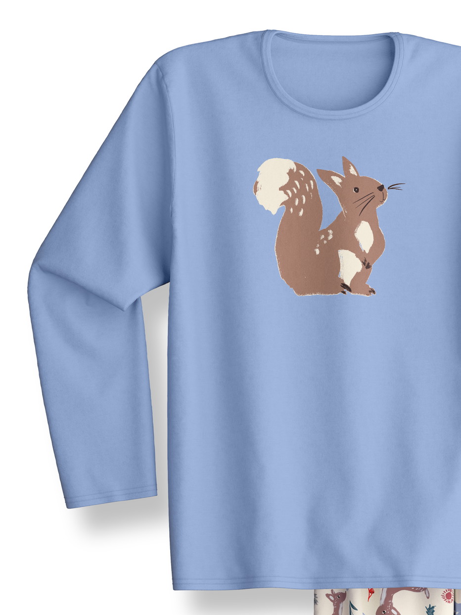 Figli - Pigiami, lunghi in 100% cotone di colore Blu, , della serie Kids Forest di CALIDA, Vista frontale, Sfondo bianco