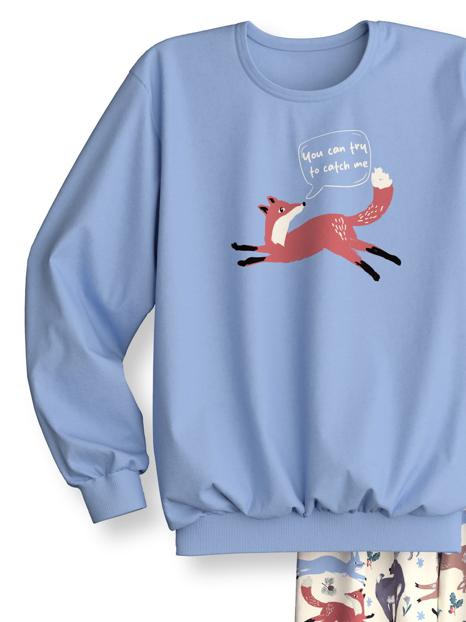 Figli - Pigiama con polsini in 100% cotone di colore Blu, , della serie Kids Forest di CALIDA, Vista frontale, Sfondo bianco