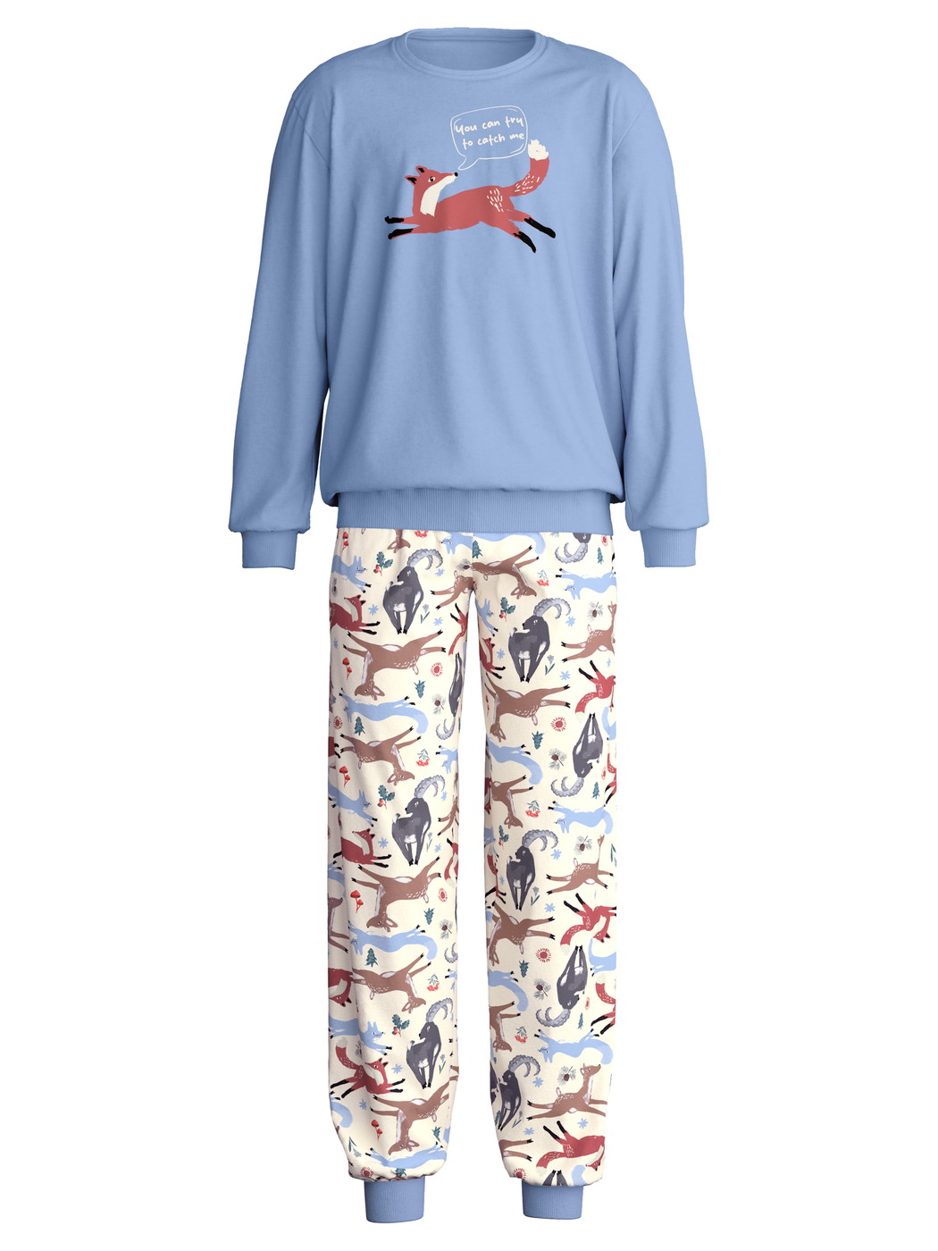 Figli - Pigiama con polsini in 100% cotone di colore Blu, , della serie Kids Forest di CALIDA