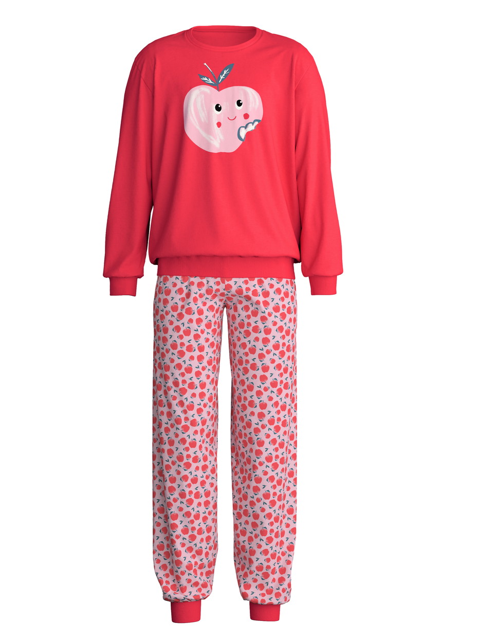 Figli - Pigiama con polsini in 100% cotone di colore Rosso, , della serie Kids Fruits di CALIDA