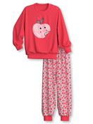 Kinder - Bündchen-Pyjama aus 100% Baumwolle in Rot, Motiv aus Serie Toddlers Fruits von CALIDA, Vorderansicht, Weißer Hintergrund
