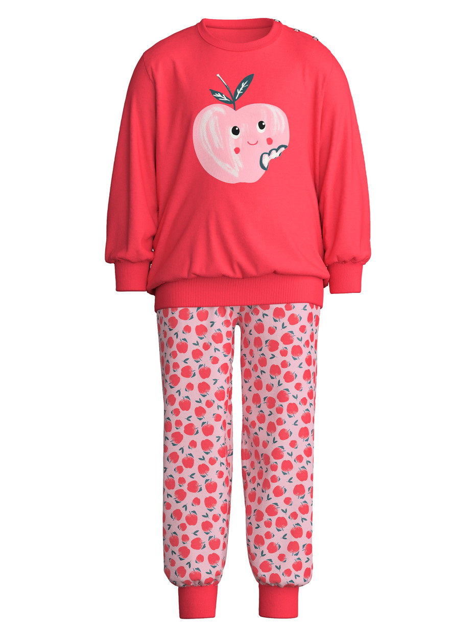 Kinder - Bündchen-Pyjama aus 100% Baumwolle in Rot, Motiv aus Serie Toddlers Fruits von CALIDA