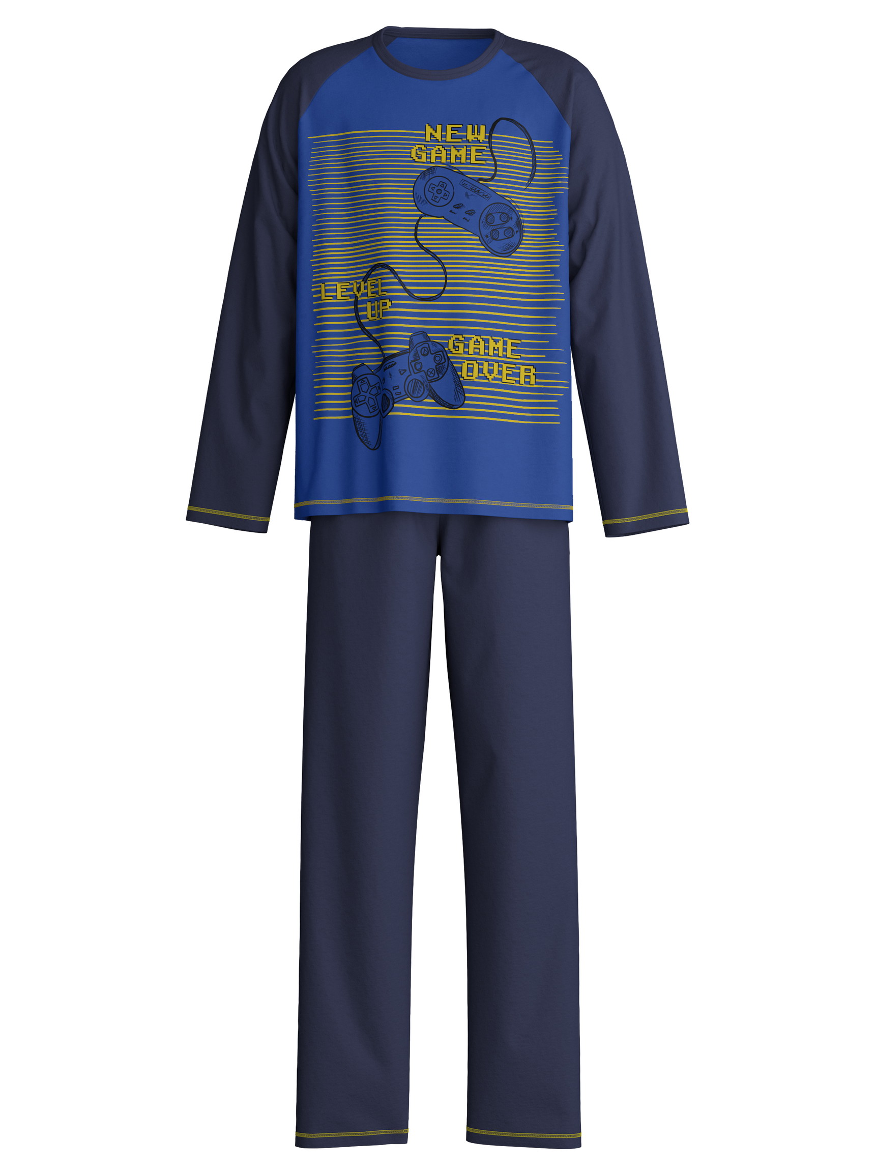 Kinder - Pyjama, lang aus 100% Baumwolle in Blau, Motiv aus Serie Kids Game von CALIDA