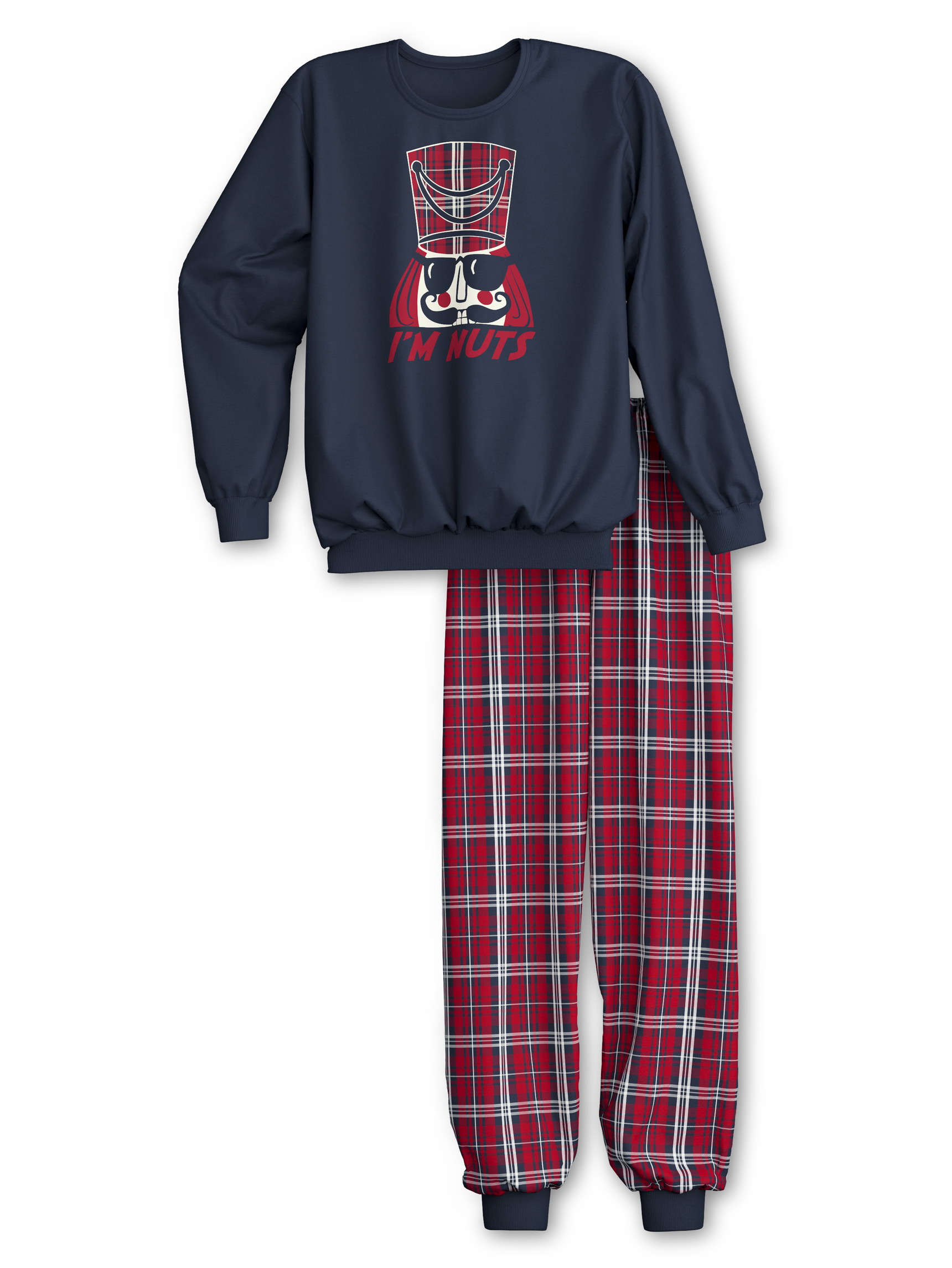 Kinder - Bündchen-Pyjama aus 100% Baumwolle in Blau, Gemustert aus Serie Family & Friends von CALIDA, Vorderansicht, Weißer Hintergrund