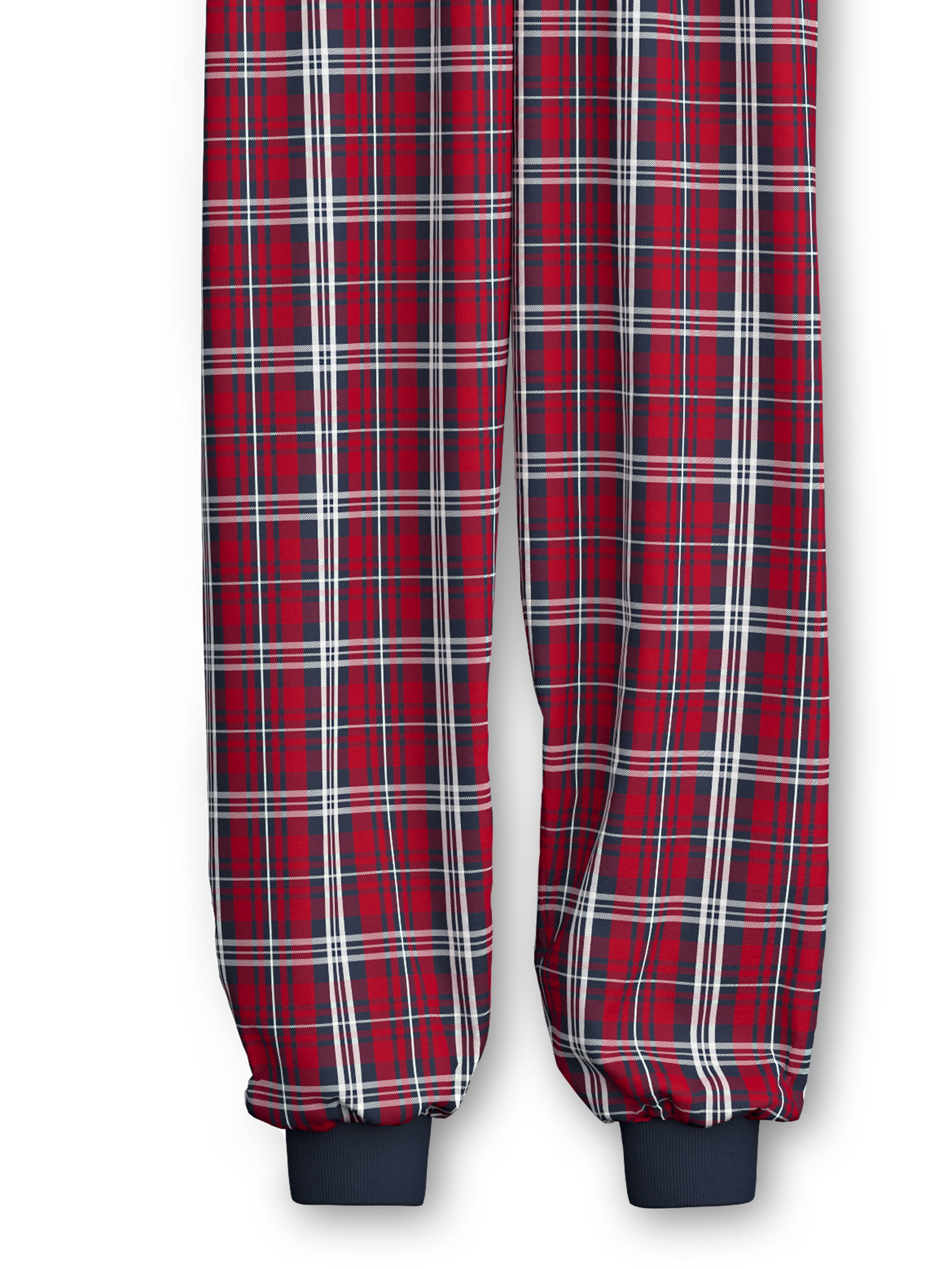 Kinder - Bündchen-Pyjama aus 100% Baumwolle in Blau, Gemustert aus Serie Family & Friends von CALIDA, Vorderansicht, Weißer Hintergrund