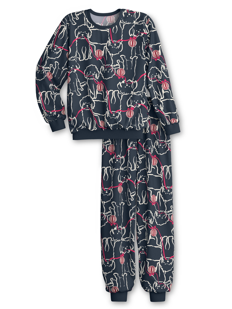Kinder - Bündchen-Pyjama aus 100% Baumwolle in Schwarz,  aus Serie Family & Friends von CALIDA, Vorderansicht, Weißer Hintergrund