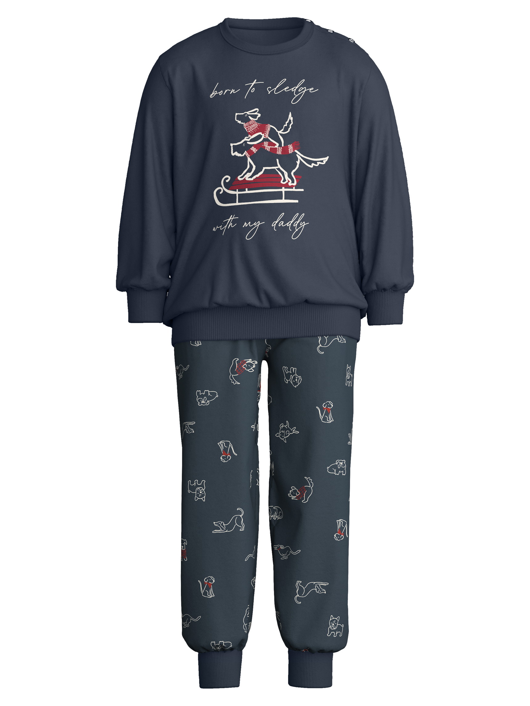 Kinder - Bündchen-Pyjama aus 100% Baumwolle in Grau,  aus Serie Family & Friends von CALIDA