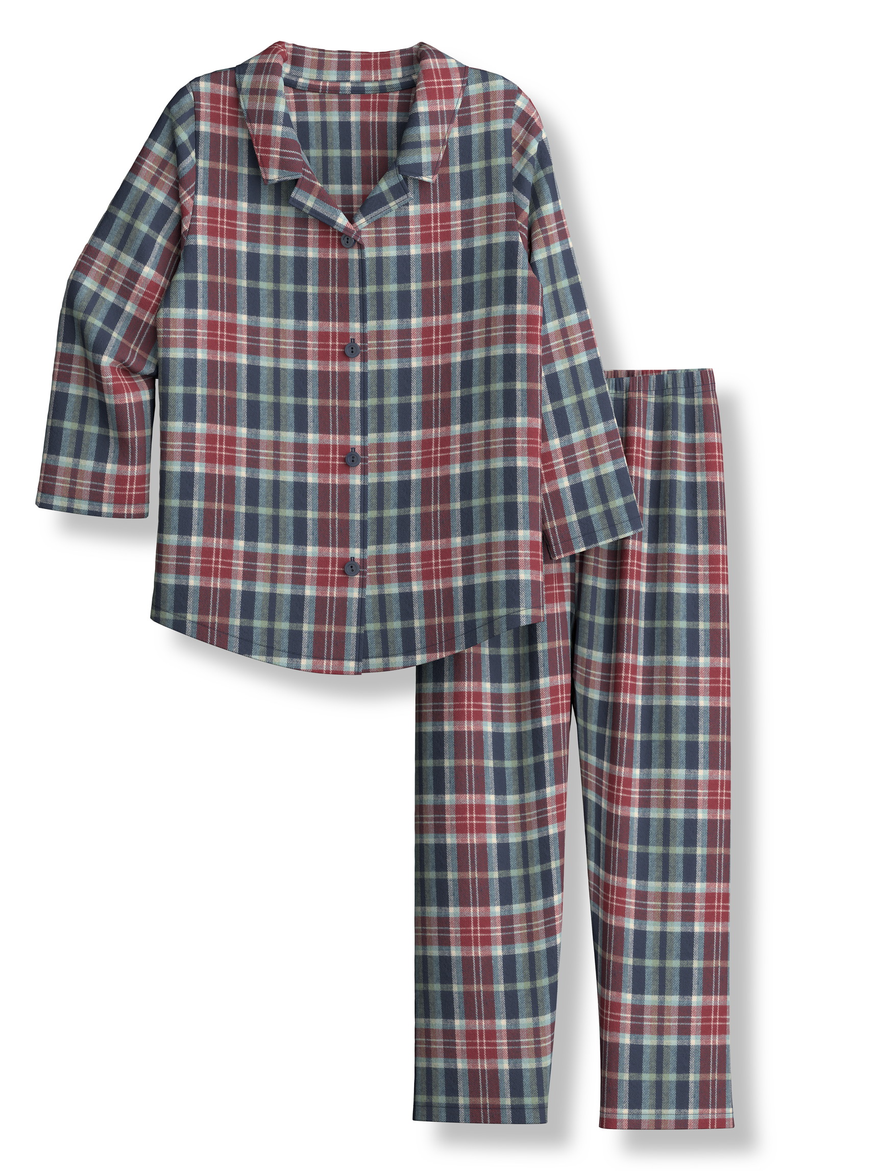 Kinder - Pyjama, lang aus 100% Baumwolle in Blau,  aus Serie Family & Friends von CALIDA, Vorderansicht, Weißer Hintergrund