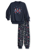 Kinder - Bündchen-Pyjama aus 100% Baumwolle in Blau, Motiv aus Serie Family & Friends von CALIDA, Vorderansicht, Weißer Hintergrund