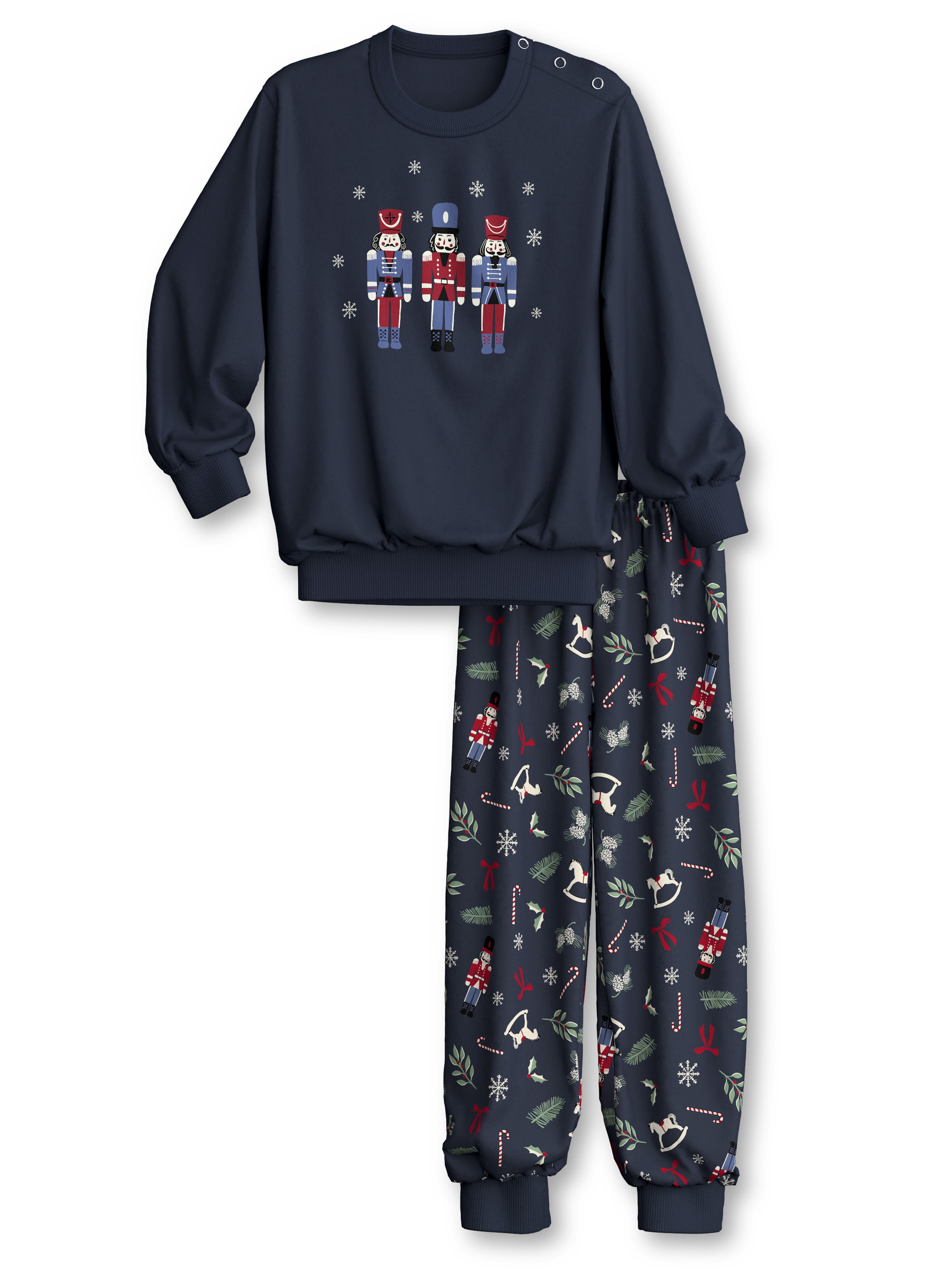 Kinder - Bündchen-Pyjama aus 100% Baumwolle in Blau, Motiv aus Serie Family & Friends von CALIDA, Vorderansicht, Weißer Hintergrund