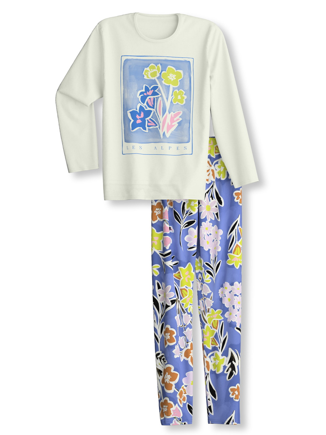 Kids - Pyjamas, long made of 100% Cotton in Purple, , from the Kids Flowers series by CALIDA, Front view, White background