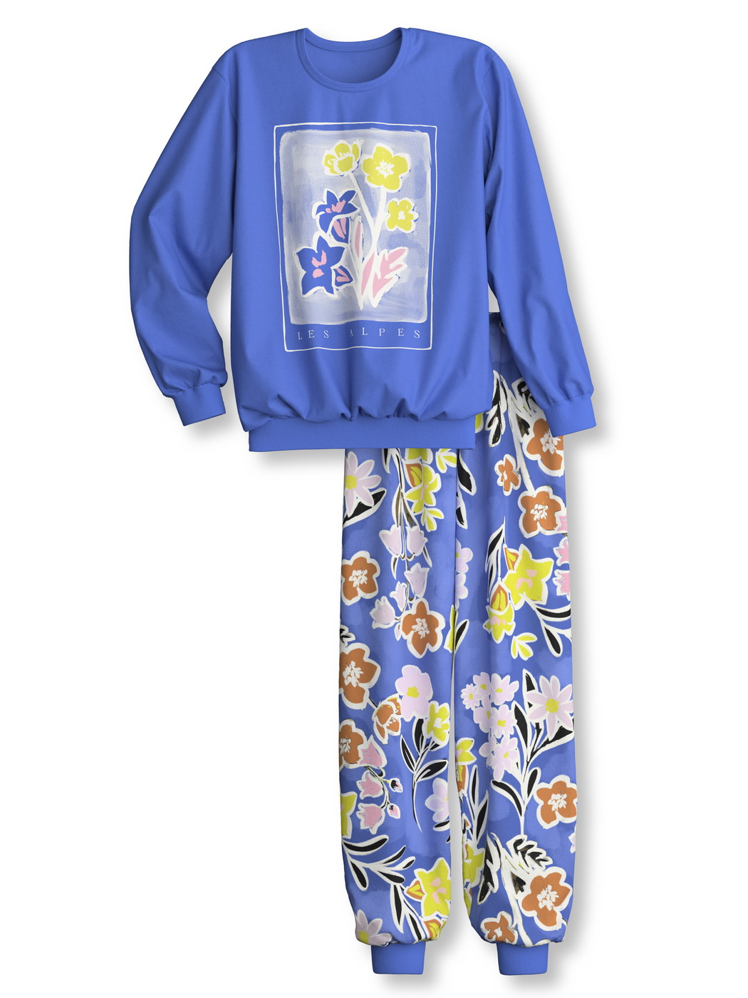 Kinder - Bündchen-Pyjama aus 100% Baumwolle in Violett,  aus Serie Kids Flowers von CALIDA, Vorderansicht, Weißer Hintergrund