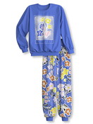 Kinder - Bündchen-Pyjama aus 100% Baumwolle in Violett,  aus Serie Kids Flowers von CALIDA, Vorderansicht, Weißer Hintergrund