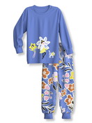 Kinder - Bündchen-Pyjama aus 100% Baumwolle in Violett,  aus Serie Toddlers Flowers von CALIDA, Vorderansicht, Weißer Hintergrund