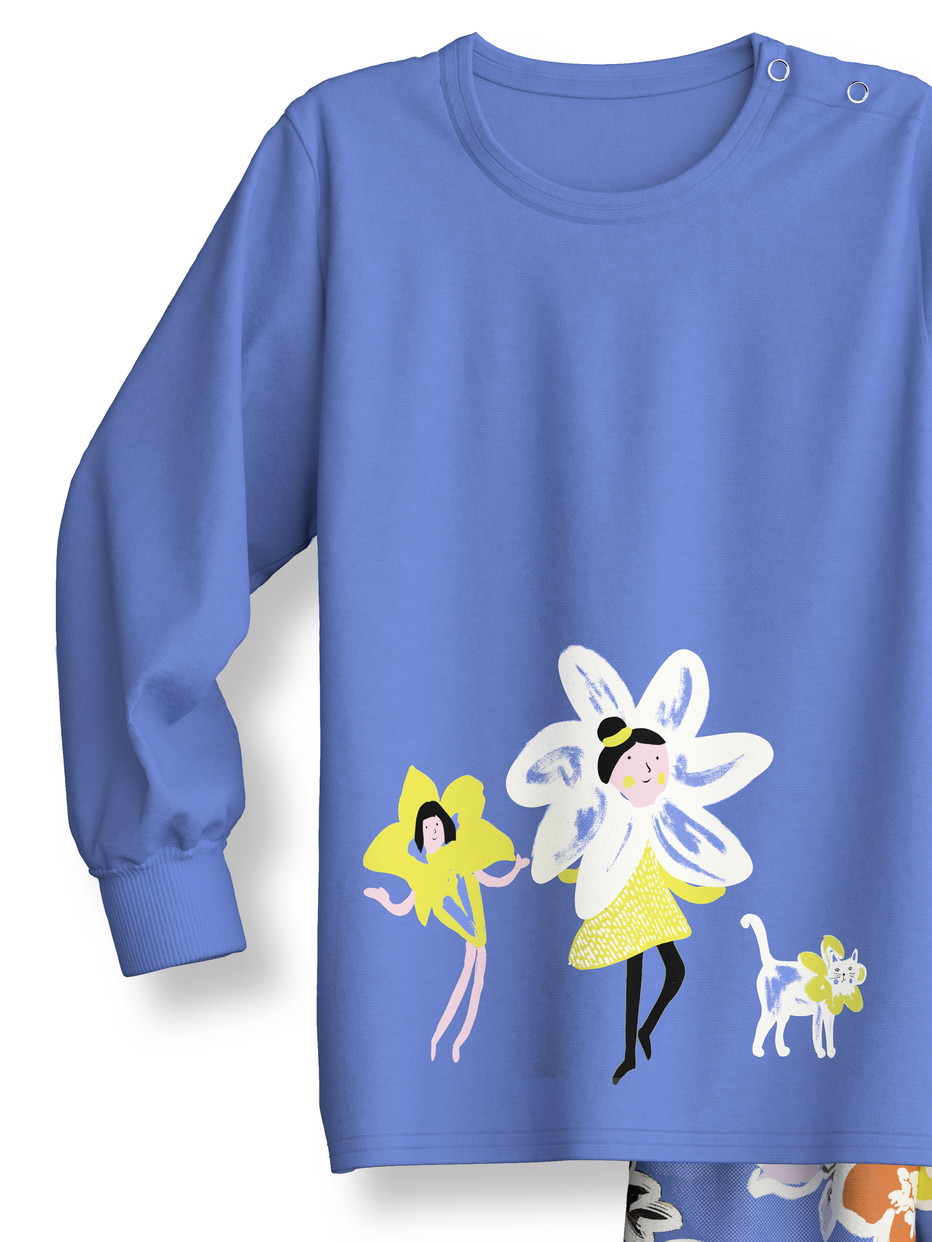 Figli - Pigiama con polsini in 100% cotone di colore Viola, , della serie Toddlers Flowers di CALIDA, Vista frontale, Sfondo bianco