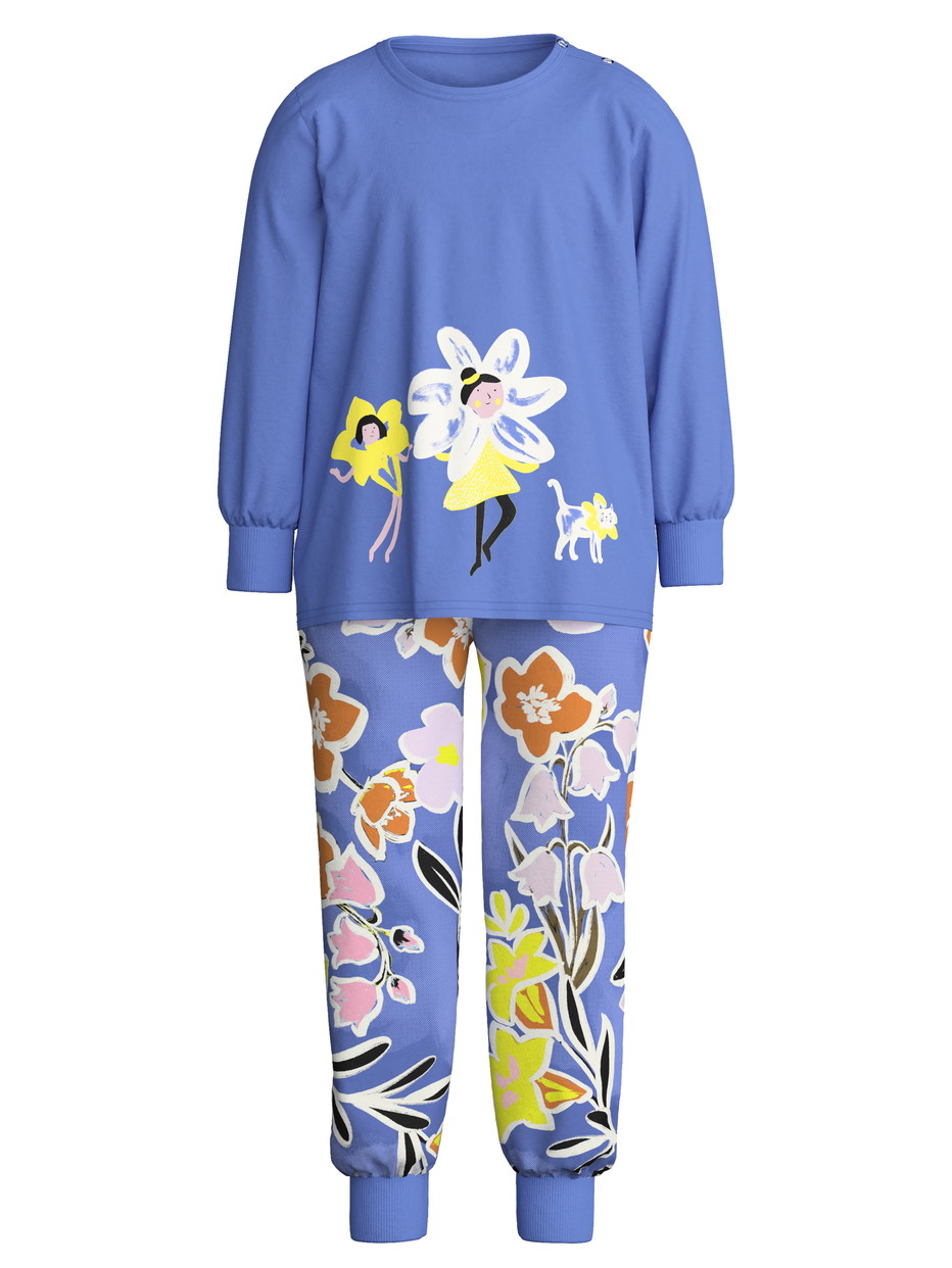 Figli - Pigiama con polsini in 100% cotone di colore Viola, , della serie Toddlers Flowers di CALIDA