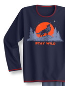 Kinder - Pyjama, lang aus 100% Baumwolle in Blau,  aus Serie Kids Outdoor von CALIDA, Vorderansicht, Weißer Hintergrund