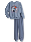 Enfant - Pyjama avec bords élastiques en 100% coton de couleur Gris, , de la série Kids Outdoor de CALIDA, Vue de face, Fond blanc