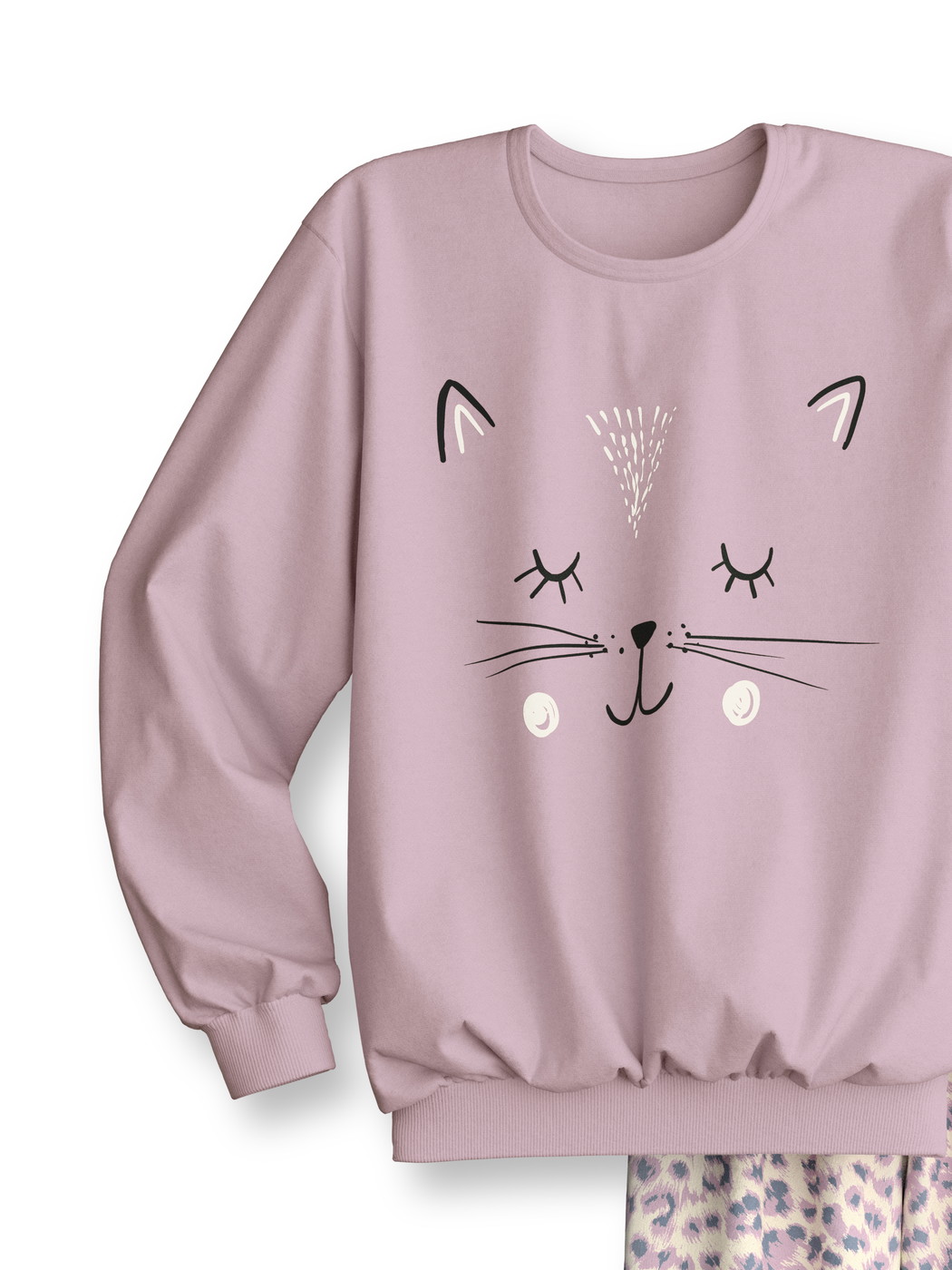 Kinder - Bündchen-Pyjama aus 100% Baumwolle in Hellpink,  aus Serie Kids Cat von CALIDA, Vorderansicht, Weißer Hintergrund