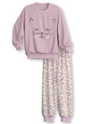 Figli - Pigiama con polsini in 100% cotone di colore Viola, , della serie Toddlers Cat di CALIDA, Vista frontale, Sfondo bianco