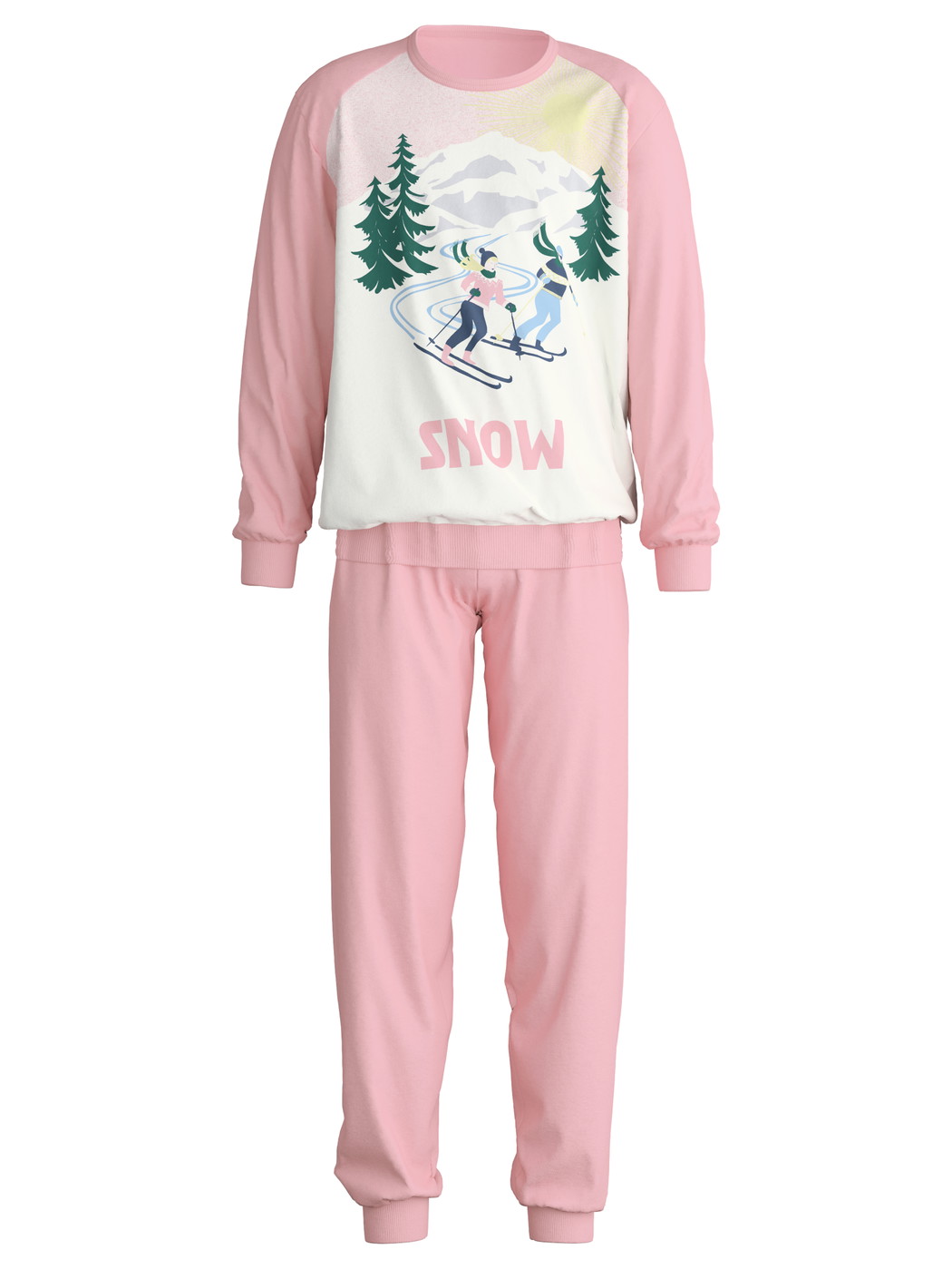 Enfant - Pyjama avec bords élastiques en 100% coton de couleur Rose, À motifs, de la série Kids Ski Resort de CALIDA