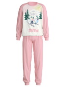 Enfant - Pyjama avec bords élastiques en 100% coton de couleur Rose, À motifs, de la série Kids Ski Resort de CALIDA