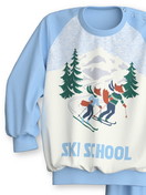 Kids - Pyjama with cuff made of 100% Cotton in Blue, Motif, from the Toddlers Ski Resort series by CALIDA, Front view, White background