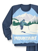Enfant - Pyjama avec bords élastiques en 100% coton de couleur Bleu, Motif, de la série Kids Ski Resort de CALIDA, Vue de face, Fond blanc