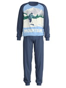 Enfant - Pyjama avec bords élastiques en 100% coton de couleur Bleu, Motif, de la série Kids Ski Resort de CALIDA