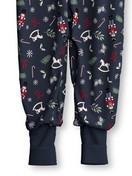 Kids - Jumpsuit made of 100% Cotton in Blue, Patterned, from the Family & Friends series by CALIDA, Front view, White background