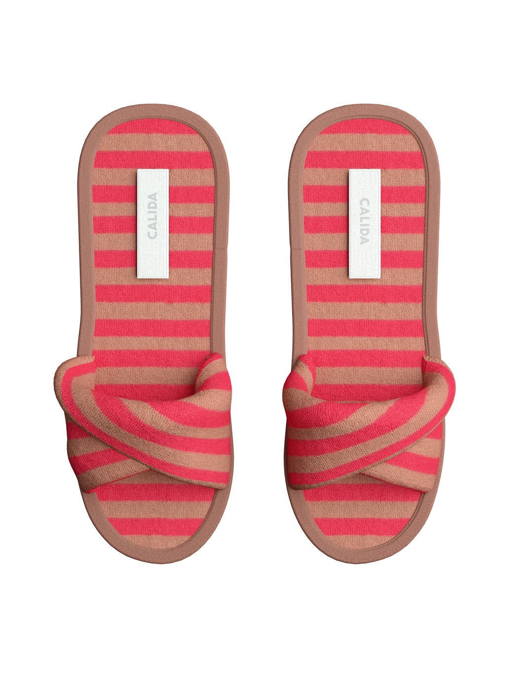 Damen - Slippers aus Baumwolle in Braun, Gestreift aus Serie Lounge Stripe von CALIDA