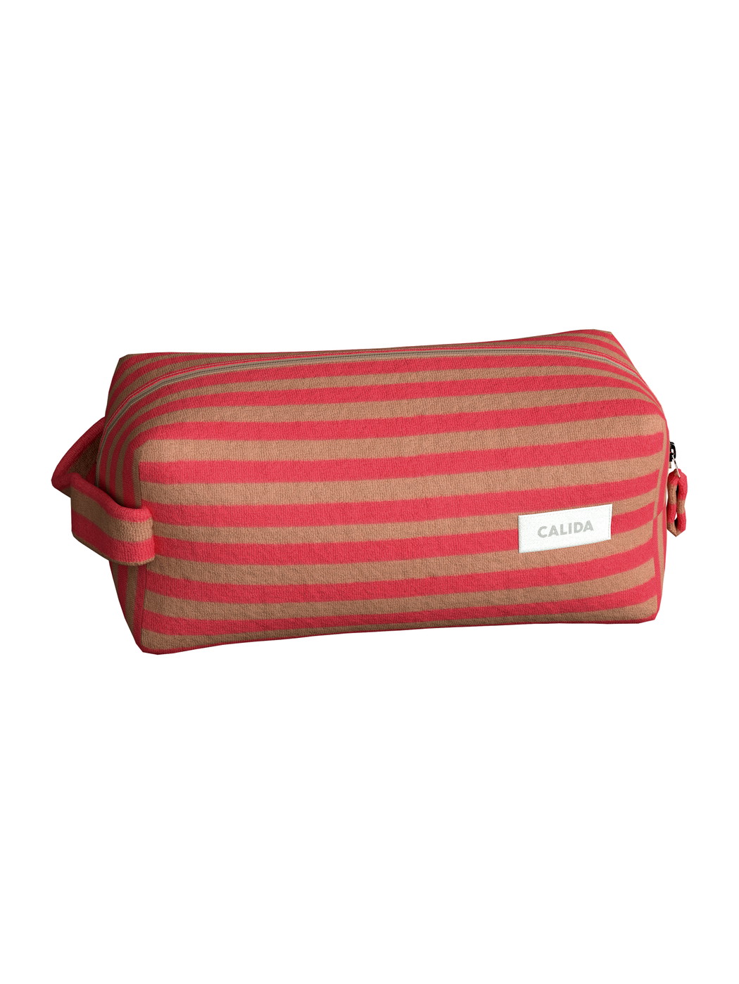 Women - Terry cloth cosmetic bag made of Cotton in Brown, Striped, from the Lounge Stripe series by CALIDA